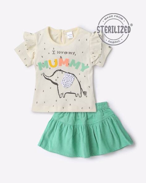 MOM'S LOVE Embroidered Cotton Skirt Sets
