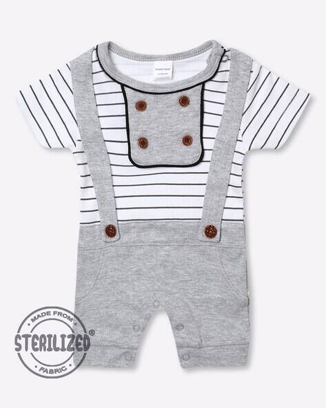 MOM'S LOVE Striped Round-Neck Rompers
