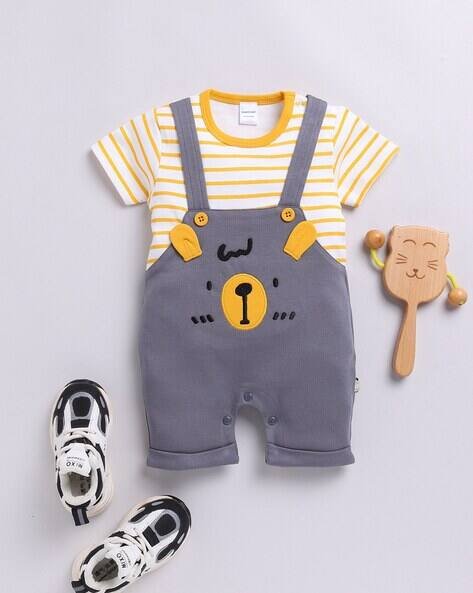 MOM'S LOVE Striped Cotton Romper