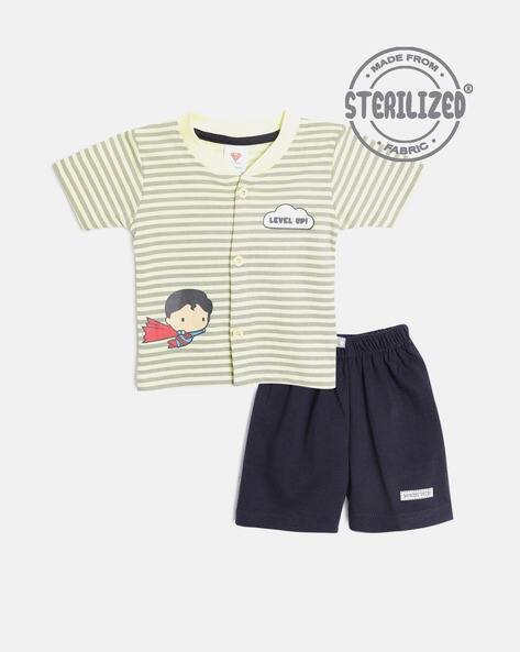 MOM'S LOVE Superman Print Jhabla & Shorts Set