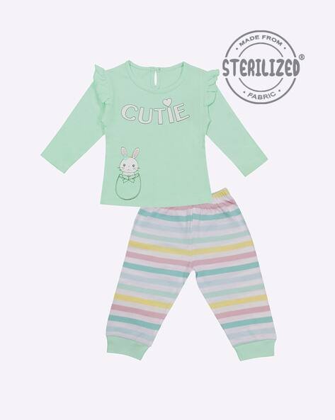 MOM'S LOVE Cartoon Print T-shirt & Pyjamas Set
