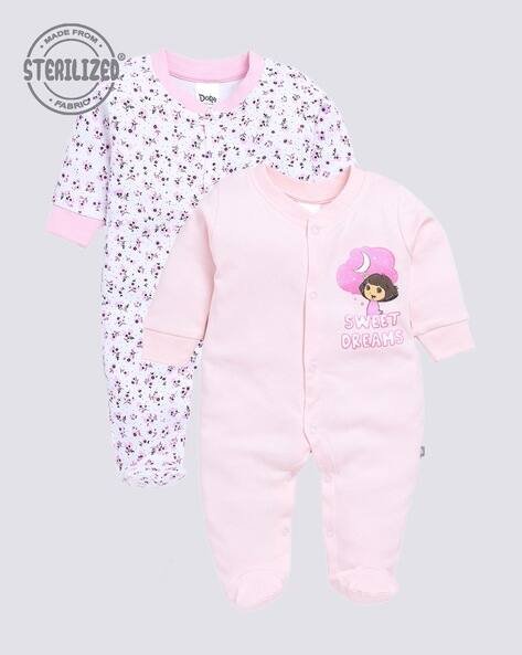 MOM'S LOVE Pack of 2 Dora Print Sleepsuits