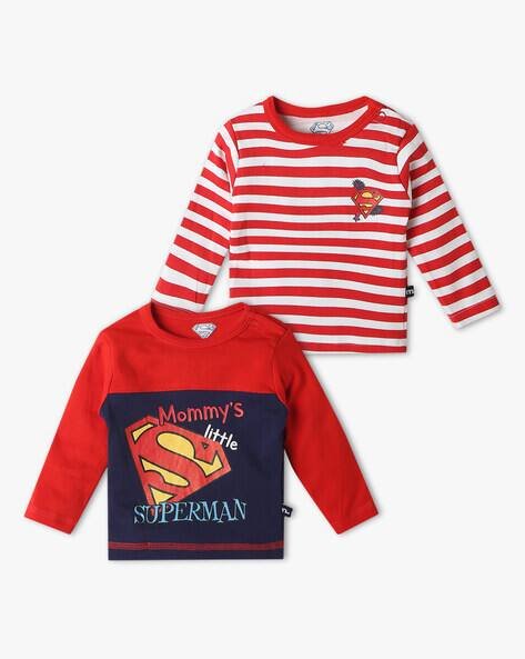 MOM'S LOVE Pack of 2 Superman Print Crew-Neck T-Shirts