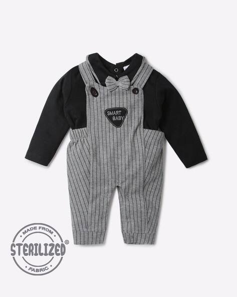 MOM'S LOVE Striped Dungarees Set