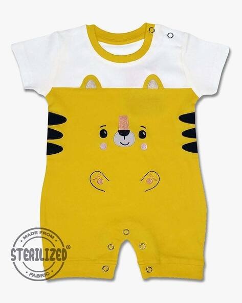 MOM'S LOVE Colourblock Rompers with Placement Applique