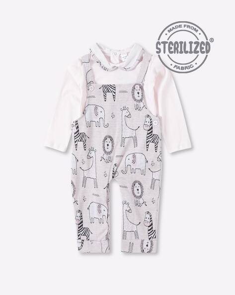 MOM'S LOVE Printed Dungarees & Top Set