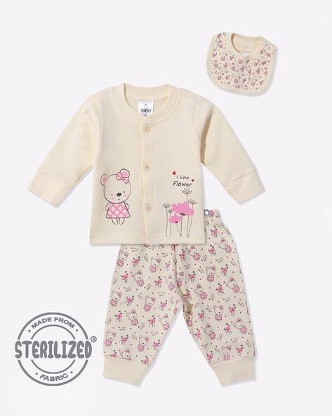 MOM'S LOVE Printed T-Shirt & Pants with Bib