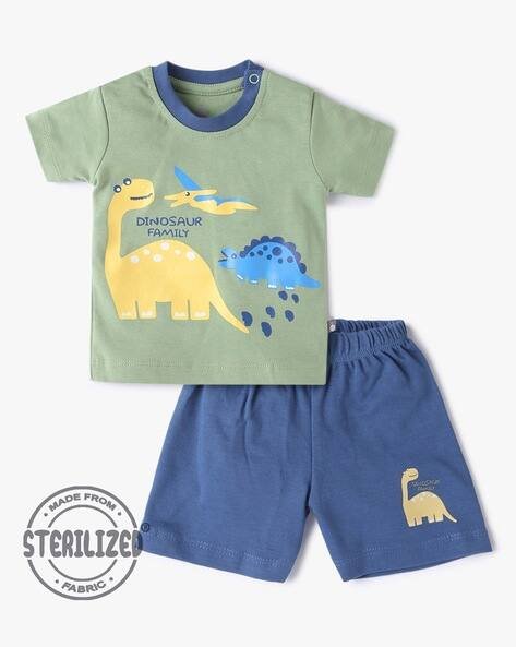 MOM'S LOVE Dinosaur Print T-Shirt & Shorts Set