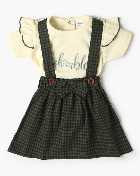 MOM'S LOVE Checked Skirt & Top Set