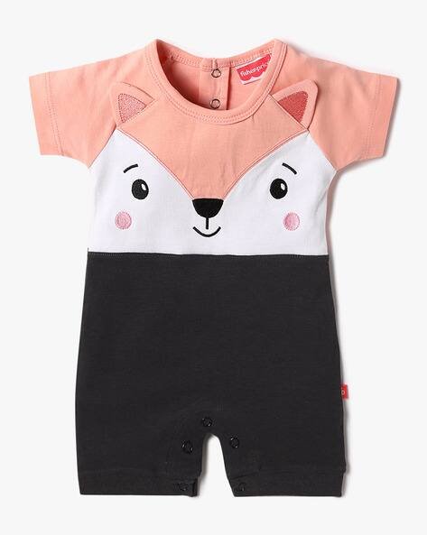 MOM'S LOVE Unisex Cut & Sew Fox Face Cotton Romper