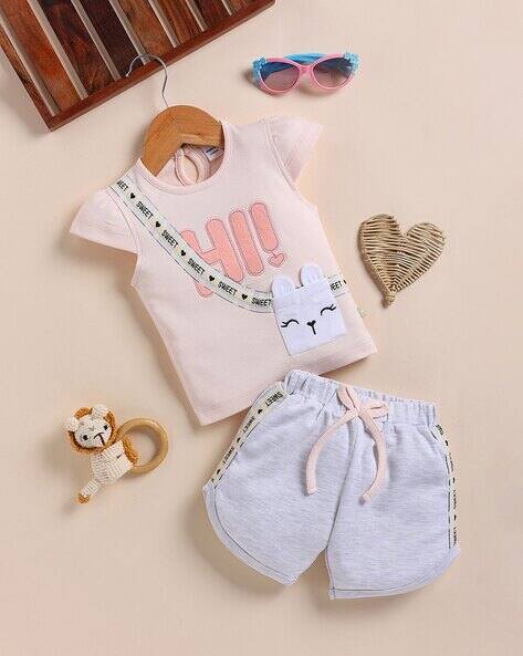 MOM'S LOVE Half Sleeves Cute Kitty Set