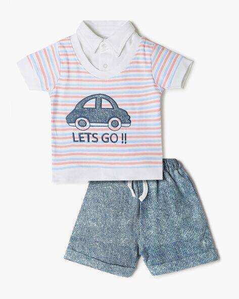 MOM'S LOVE Striped T-Shirt with Shorts