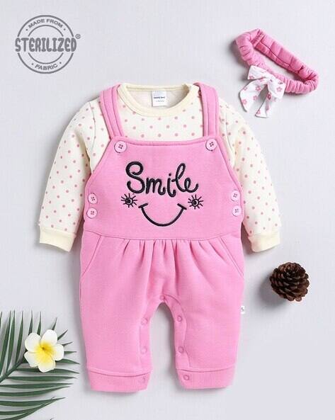 MOM'S LOVE Embroidered Dungaree with Sweatshirt & Headband