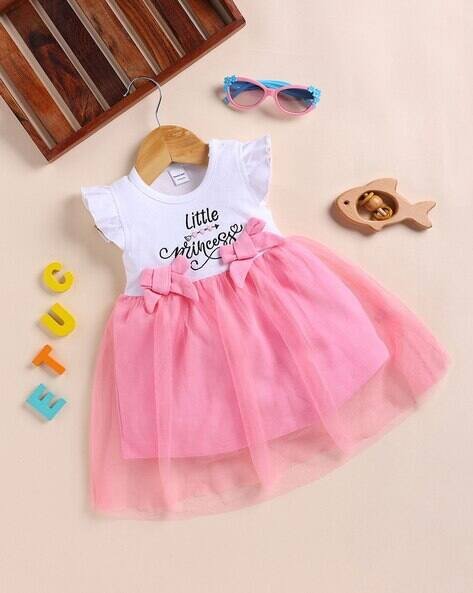 MOM'S LOVE Girls Colourblock Fit & Flare Dress with Embroidery