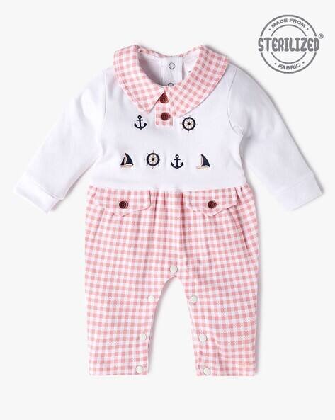 MOM'S LOVE Girls Checked Rompers