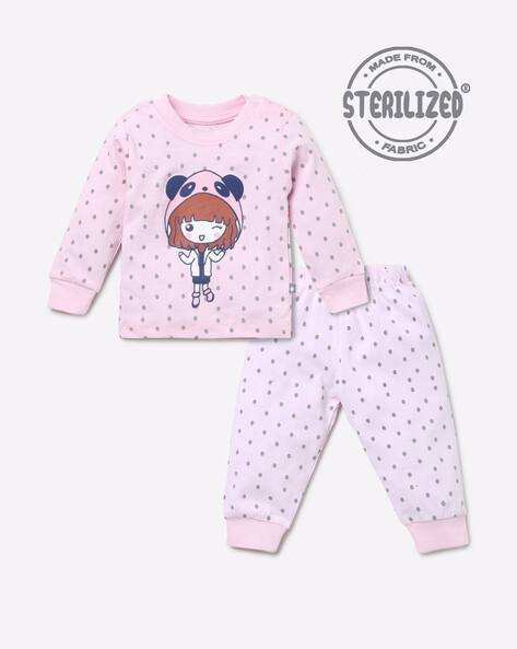 MOM'S LOVE Graphic Print Top with Polka-Dot Print Pants