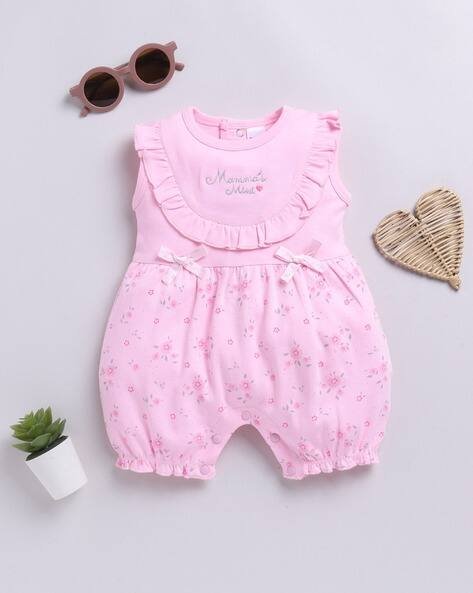 MOM'S LOVE Infants Floral Print Round-Neck Rompers