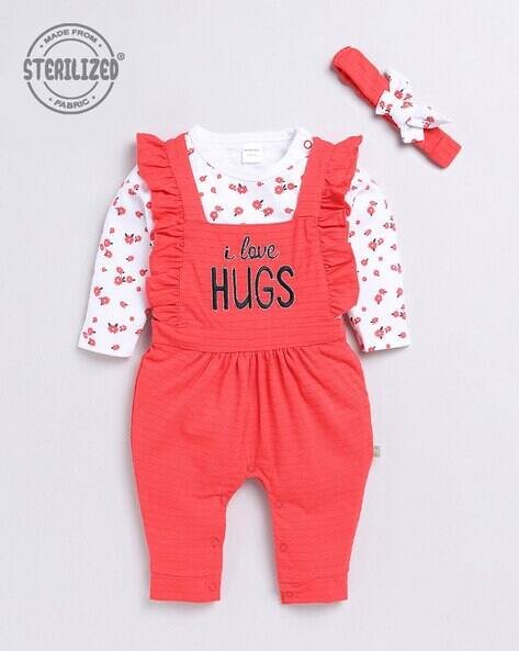 MOM'S LOVE I Love Hugs Marino Dungaree Set with Headband