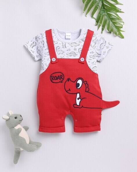 MOM'S LOVE Dino Embroidered Rompers