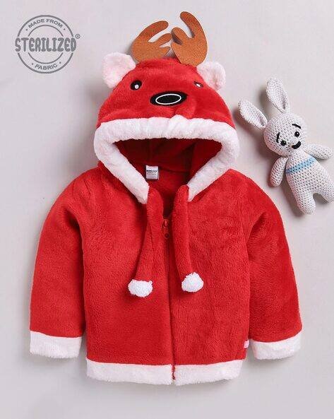 MOM'S LOVE Girls Applique Santa Hoodie