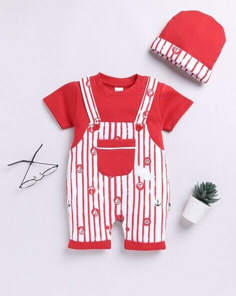 MOM'S LOVE Printed Rompers with Beanie