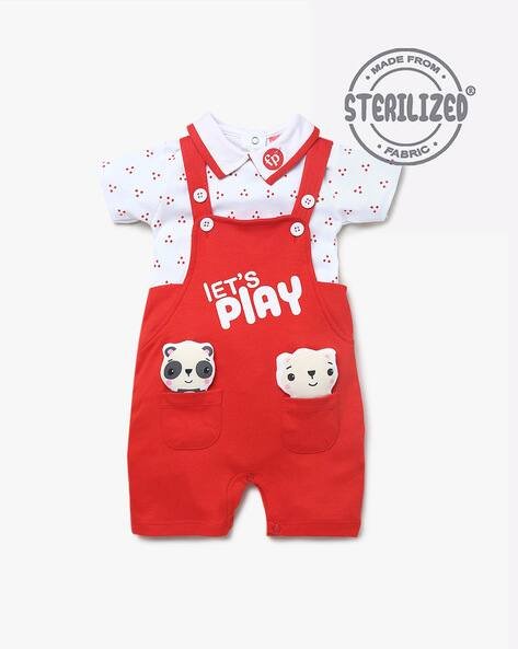 MOM'S LOVE Printed T-shirt & Dungaree Set
