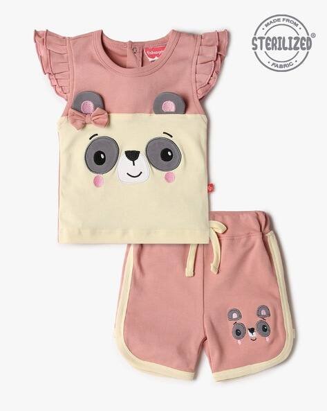 MOM'S LOVE Bear Applique Top with Shorts