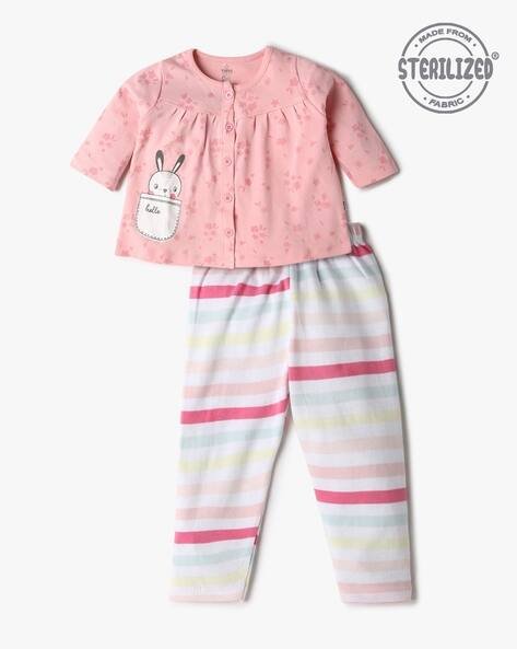 MOM'S LOVE Girls Printed Button-Front A-Line Dress with Pants