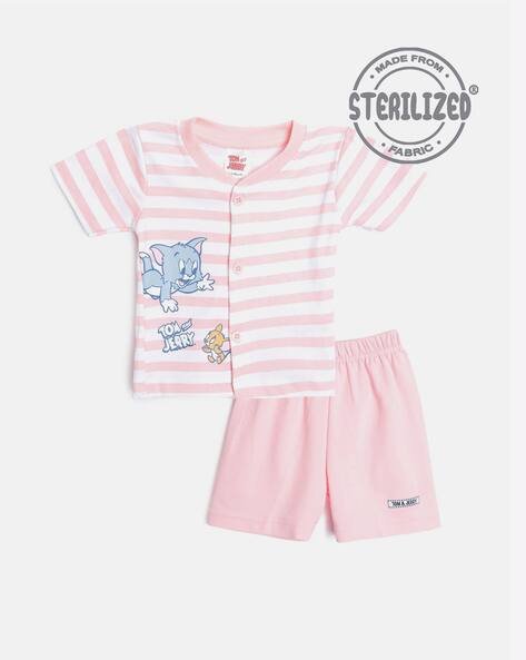 MOM'S LOVE Tom & Jerry Print Jhabla & Shorts Set