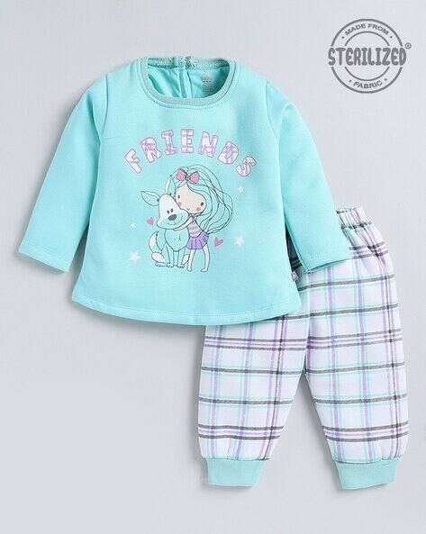 MOM'S LOVE Printed Sweatshirt & Checked Joggers Set