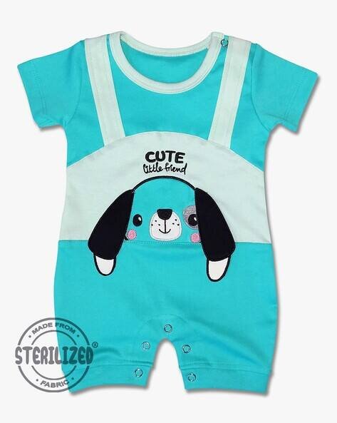 MOM'S LOVE Applique Round-Neck Rompers