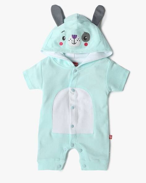 MOM'S LOVE Embroidered Hooded Romper