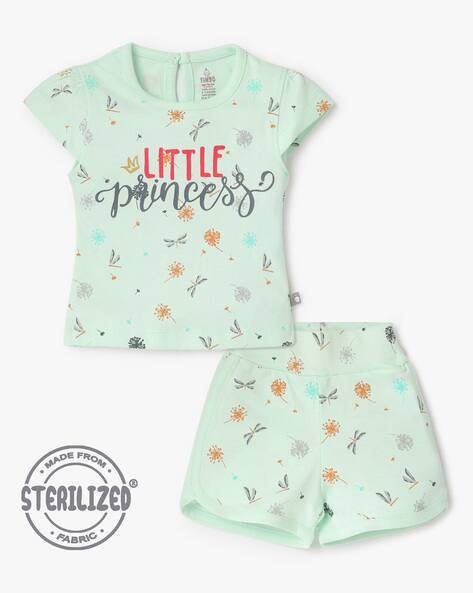 MOM'S LOVE Floral Print T-Shirt & Shorts Set