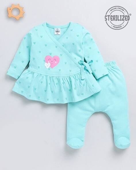 MOM'S LOVE Printed Dress & Diaper Pants Set
