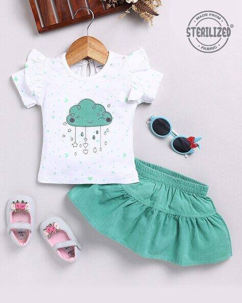 MOM'S LOVE Printed Top with Skirt Set