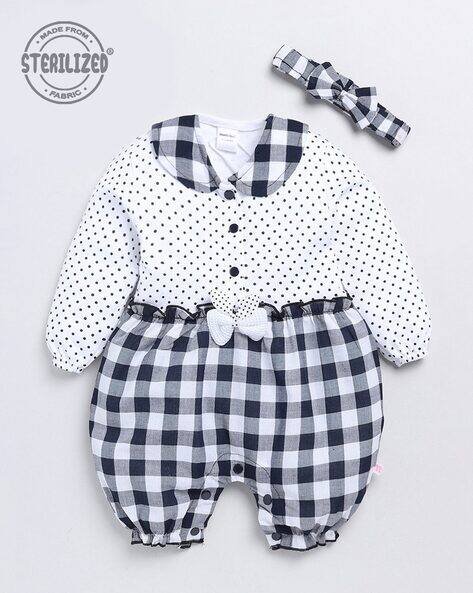 MOM'S LOVE Polka-Dot Print Romper with Hairband
