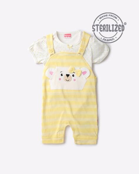 MOM'S LOVE Bear Embellished Dungaree with T-shirt