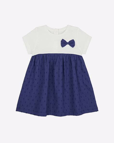 Mothercare Colourblock Flared Dress with Bow Accent