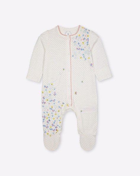 Mothercare Floral Print Sleepsuit with Scalloped Neckline