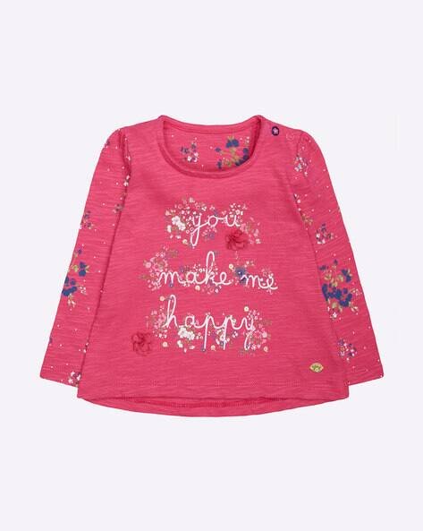 Mothercare Floral Print T-shirt with Rosette