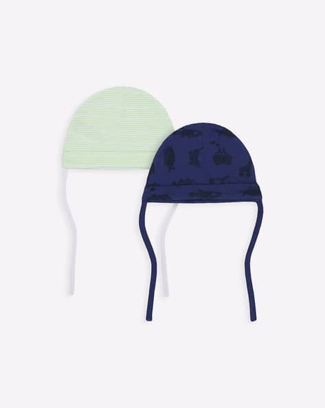 Mothercare Pack of 2 Printed Caps with Tie-Ups