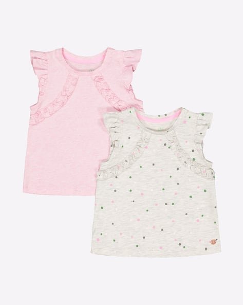 Mothercare Pack of 2 T-shirts with Ruffled Hemline