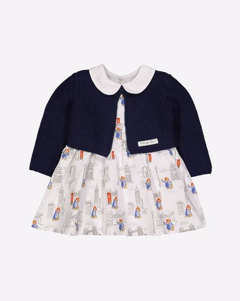 Mothercare Printed A-line Dress with Cardigan