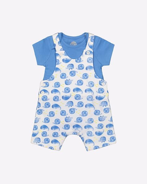 Mothercare Printed Dungaree Shorts with Romper
