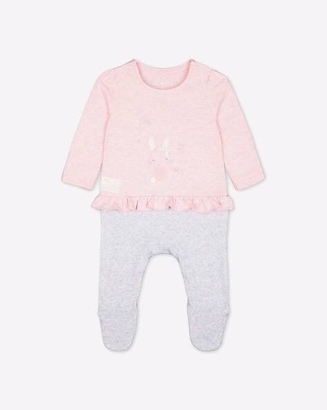 Mothercare Printed Sleepsuit with Ruffled Panel