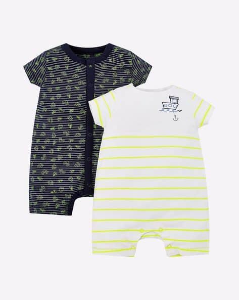 Mothercare Set of 2 Striped Rompers with Snap Button Closure