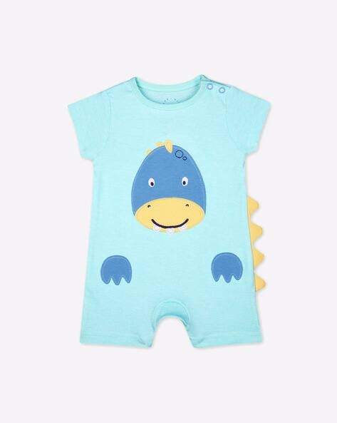 Mothercare Textured Romper with Dinosaur Applique