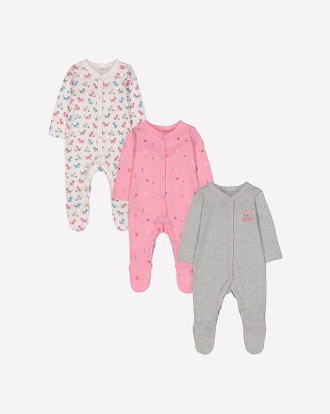 Mothercare Pack of 3 Printed Cotton Sleepsuits