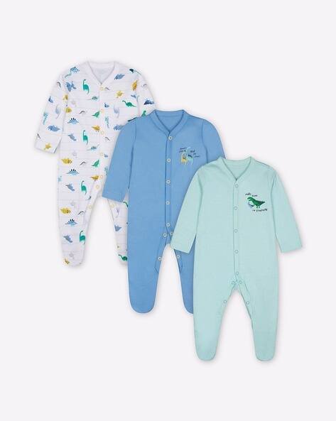 Mothercare Pack of 3 Dino Print Sleepsuits