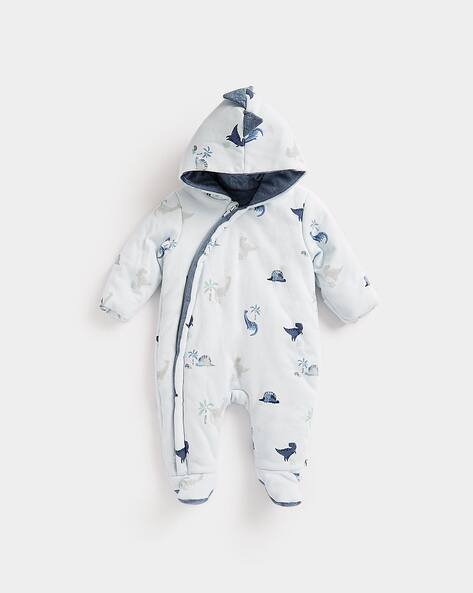 Mothercare Printed Zip-Front Hooded Bodysuit